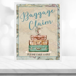 Adventure Awaits Table Sign - Airplane Travel Signs - Baggage Claim - Table Sign - Instant Download - Airline -Wedding Baby Shower Birthday