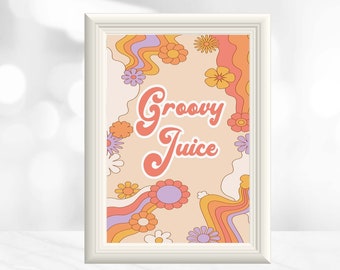 Groovy 70's Birthday Party Decor - Groovy Sign - Groovy One Two - Groovy Party - Table Sign - Rainbow Peace Love Party -Instant Download