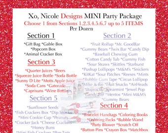 XO, Nicole Designs MINI Package - Chip Bags - Snack Favors - Party Favors - Candy Favors - Fruit Snacks - Printed - Assembled - Digital