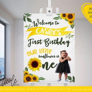 Zonnebloem Verjaardag Welkomstbord - Poster - Welkomstbord - Zonnebloem Party Banner - Zonnebloem Banner- Zomer Lente Verjaardag