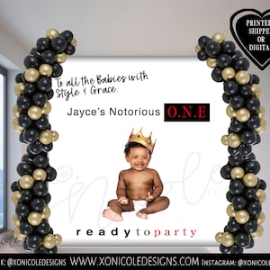 Notorious One Backdrop - Biggie Birthday Backdrop - The Big One Theme - Photo Backdrop - Step and Repeat - Pano de fundo - Impresso -Primeiro aniversário