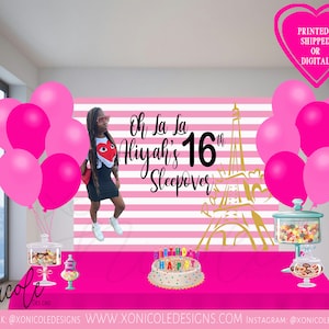 Paris Theme Birthday Backdrop - Paris Backdrop - Paris Theme - Photo Backdrop - Birthday Party - Step and Repeat - Sign - Poster - Sweet 16