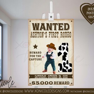 Rodeo Cowboy Birthday Welcome Sign - Poster - Welcome Sign - Wanted Cowboy Party Banner - Rodeo Cowboy Theme Banner - First Rodeo - Cowboy