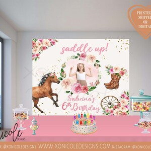 Watercolor Cowgirl Birthday Backdrop - Western Backdrop - Rodeo Theme - Photo Backdrop - Cowgirl Birthday -Step and Repeat - Sign - Backdrop