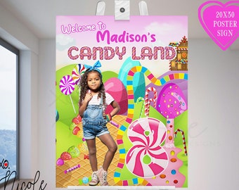Candyland Birthday Welcome Sign - Poster - Welcome Sign - Candyland Party Banner - Candyland Banner- Candy Birthday