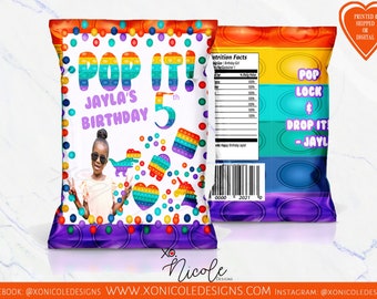 Pop It Theme Favors - Pop It Chip Bags - Pop It Gift Bags - Pop It Party - Rainbow Pop It - Pop It Birthday - Fidget Toy Birthday - Pop It