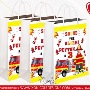 Fireman Theme Party Favor Bags - Candy Bags - Birthday Party Favors - Firefighter Party - Fireman Gift Bags - Fireman Birthday Party