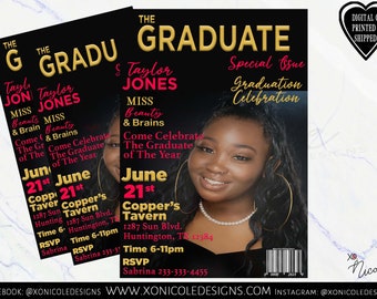 Graduation Party Invitation - Graduation Magazine Cover Invitation - Graduate Invitation - Magazine Style - Class Of Graduate - Invitation
