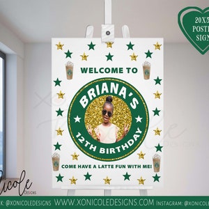 Starbucks Geburtstag Willkommensschild - Poster - Willkommensschild - Starbucks Party Banner - Starbucks Theme Banner - Starbucks Birthday - Starbucks
