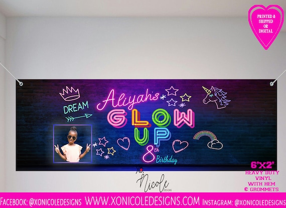 Neon Glow Banner Glow Party Banner glow Neon Birthday - Etsy