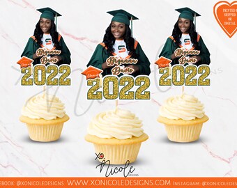 Graduation Cupcake Toppers - 2025 Grad Cupcake Toppers - Graduation - Graduation Decor - High School - Graduation Theme Party - College
