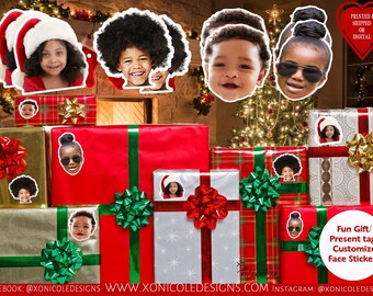 Pegatinas faciales personalizadas - Pegatinas faciales personalizadas - Pegatinas navideñas - Pegatinas para bebés - Pegatinas para imágenes - Pegatinas para bodas - Etiquetas de favor