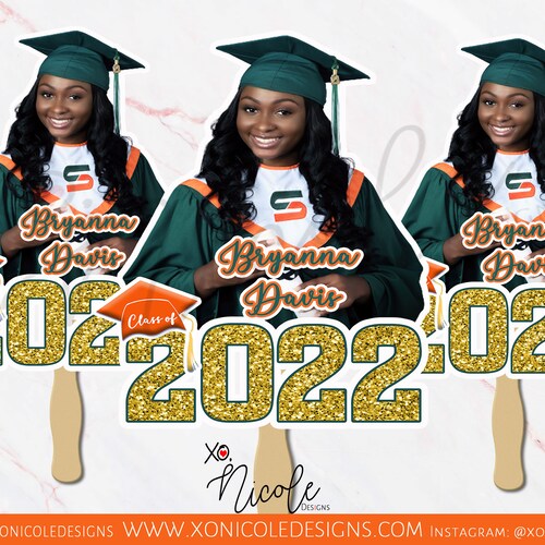 Abanicos de mano de graduación -Clase de graduados - Abanicos de graduación personalizados - Graduado de la escuela secundaria - Graduado universitario - Fiesta de graduación - 8o grado - Felicitaciones