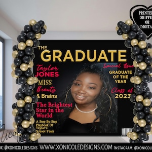 Graduation Backdrop - Magazine Cover Backdrop - Class of Theme - Photo Backdrop - Step and Repeat - Backdrop- Printed - Graduation Party