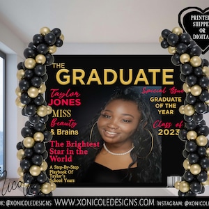 Graduation Backdrop - Magazine Cover Backdrop - Class of Theme - Photo Backdrop - Step and Repeat - Backdrop- Printed - Graduation Party