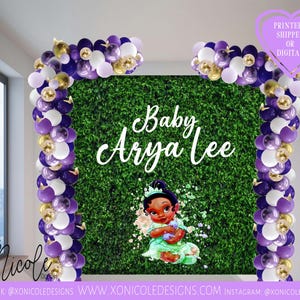 Princess Tiana Baby Shower Backdrop - Princess Tiana Backdrop - Princess Theme - Photo Backdrop - Step and Repeat - Backdrop- Printed
