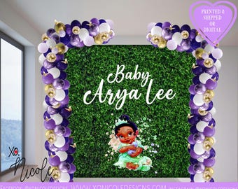 Princess Tiana Baby Shower Backdrop - Princess Tiana Backdrop - Princess Theme - Photo Backdrop - Step and Repeat - Backdrop- Printed