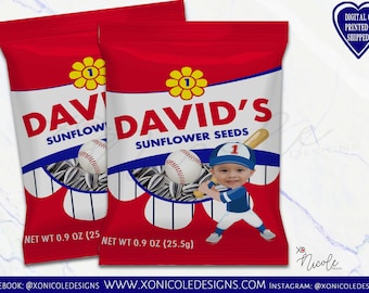 Baseball Theme Sunflower Seed Favors - Sunflower Seed Snacks - Baseball Birthday Party - Baseball Favors - Snack Favors - Party Favors