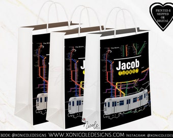 Subway Theme Favor Bags - Candy Bags - Train Theme Favors - Subway Theme Birthday - Gift Bags - NYC Train Birthday - Favors - Subway Favors