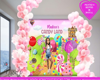 Candyland Birthday Backdrop - Candyland Backdrop - Candy Theme - Photo Backdrop - Birthday Party - Step and Repeat - Sign - Backdrop-Printed