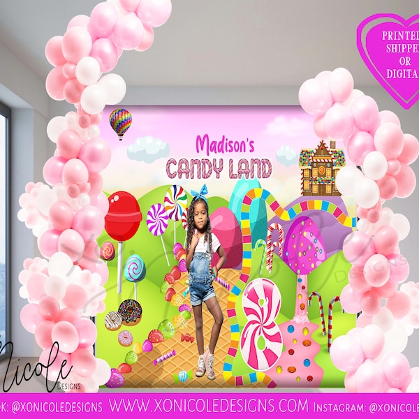 Candyland Birthday Backdrop - Candyland Backdrop - Candy Theme - Photo Backdrop - Birthday Party - Step and Repeat - Sign - Backdrop-Printed