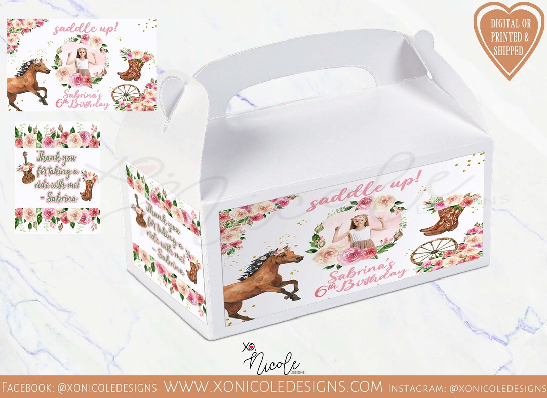 Pastel Cowgirl Gable Boxes Custom Gable Boxes Cowgirl Birthday Western