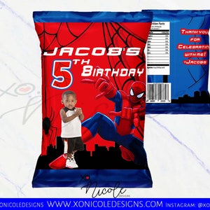 Spiderman Birthday - Spiderman Chip Bags - Spiderman Gift Bags - Snack Treat - Kids Favors - Spiderman Party - Party - Spiderman Party