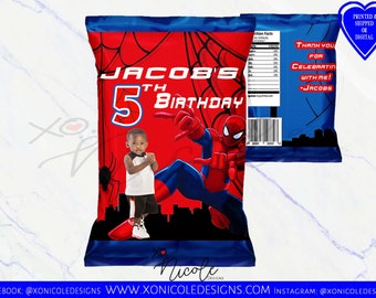 Spiderman Birthday - Spiderman Chip Bags - Spiderman Gift Bags - Snack Treat - Kids Favors - Spiderman Party - Party - Spiderman Party