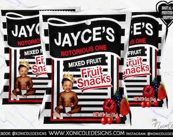Beruchte Fruit Snacks Gunsten - Fruit Snacks - Beruchte Verjaardagsfeestje - Beruchte - Snoep Gunsten - Feestartikelen - Biggie Thema