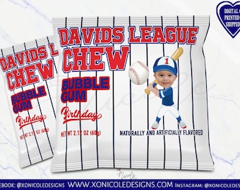 Baseball Chewing Gum - Baseball Party - Baseball Birthday - Baseball Favors - Baseball Snack Favors-Baseball Candy Favors-Rookie of the Year