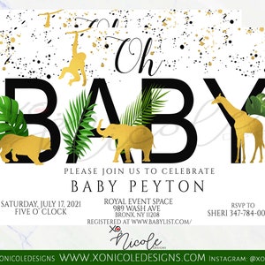 Oh Baby invitation - Oh Baby Shower invite - Safari baby shower invite - Jungle party - Printed - Oh Baby Neutral invite - Oh Baby Birthday