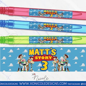 Varita de burbujas de Toy Story - Burbujas de favor - Fiesta de cumpleaños de Toy Story - Favores de Toy Story - Fiesta de Toy Story - Etiquetas de burbujas - Burbujas de Toy Story