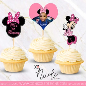 Minnie Mouse Cupcake Toppers - Minnie Mouse Birthday Cupcake Toppers - Minnie Mouse Birthday - Minnie Mouse Decor - Minnie Mouse