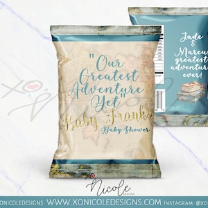 World Map Favors - World Map Chip Bags - Airplane Gift Bags  - Adventure Awaits -  Baby Shower Favors - Baby Shower Theme - Chip Bags