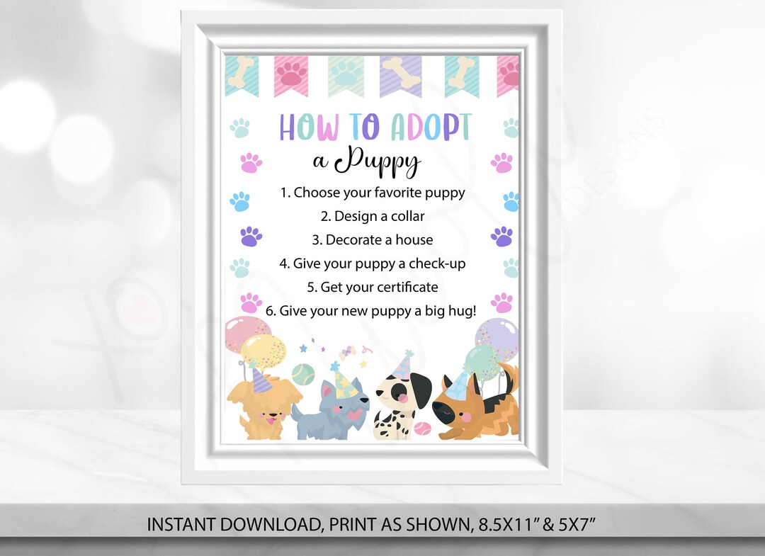 Lets Pawty Puppy Adoption Instructions - Puppy Birthday - Adopt a Puppy ...