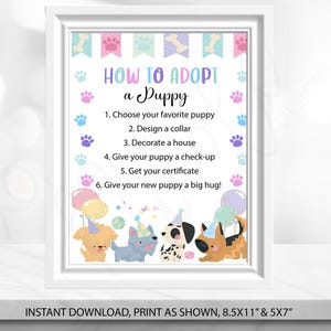 Let op: adoptie-instructies voor puppy's van Pawty - puppyverjaardag - Adopteer een puppy procesbord - Puppy Party Party - Adopteer een puppy - INSTANT DOWNLOAD