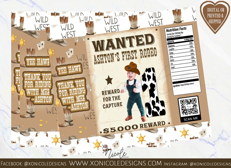 My First Rodeo Chip Bag Rodeo Cowboy Chip Bag - First Rodeo Chip Bag - Wanted Cowboy Decor ...