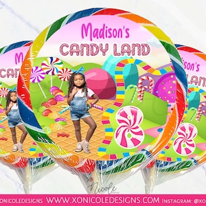 Candyland Carnival Custom Lollipop Labels - Candyland Lollipop Labels - Circus Lollipop Labels - Lollipop Labels - Labels - Candy Land