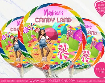 Candyland Carnival Custom Lollipop Labels - Candyland Lollipop Labels - Circus Lollipop Labels - Lollipop Labels - Labels - Candy Land