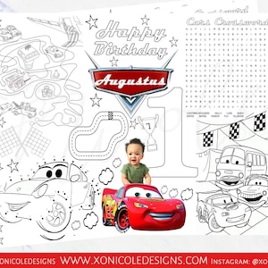 Folhas de atividades de carros - Folha para colorir com tema de carros - Cartão de configuração de placa de carros - Festa temática de carros - Impresso - Festa temática de carros - Esportes