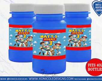 Burbujas de Toy Story - Burbujas de favor - Fiesta de cumpleaños de Toy Story - Favores de Toy Story - Fiesta de Toy Story - Etiquetas de burbujas - Burbujas de Toy Story