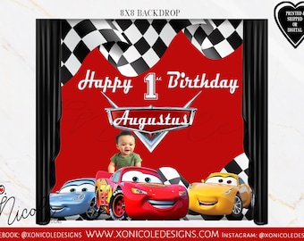 Cars Birthday Backdrop - Cars Backdrop - Cars Theme - Photo Backdrop - Birthday Party - Step and Repeat - Sign - Backdrop - Printed