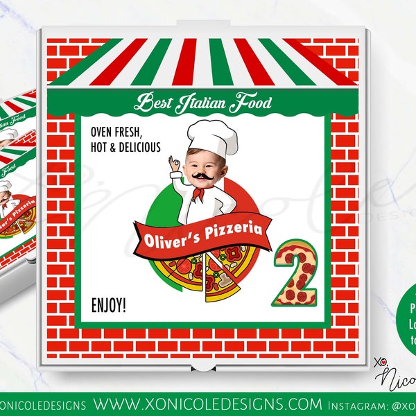 Italian Pizza Box Labels - Pizza Theme - Italian Birthday Favors - Pizza Party Birthday - Italian Theme Party - Pizza Box Labels -Chef Party