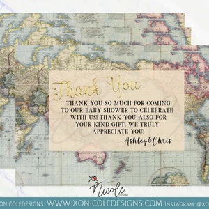 Weltkarte Danke Karten - Adventure Awaits Thank you Karten - Weltkarte Karten Setzkarten - Flugzeug Party - Gedruckt - Karte Thema Geburtstag