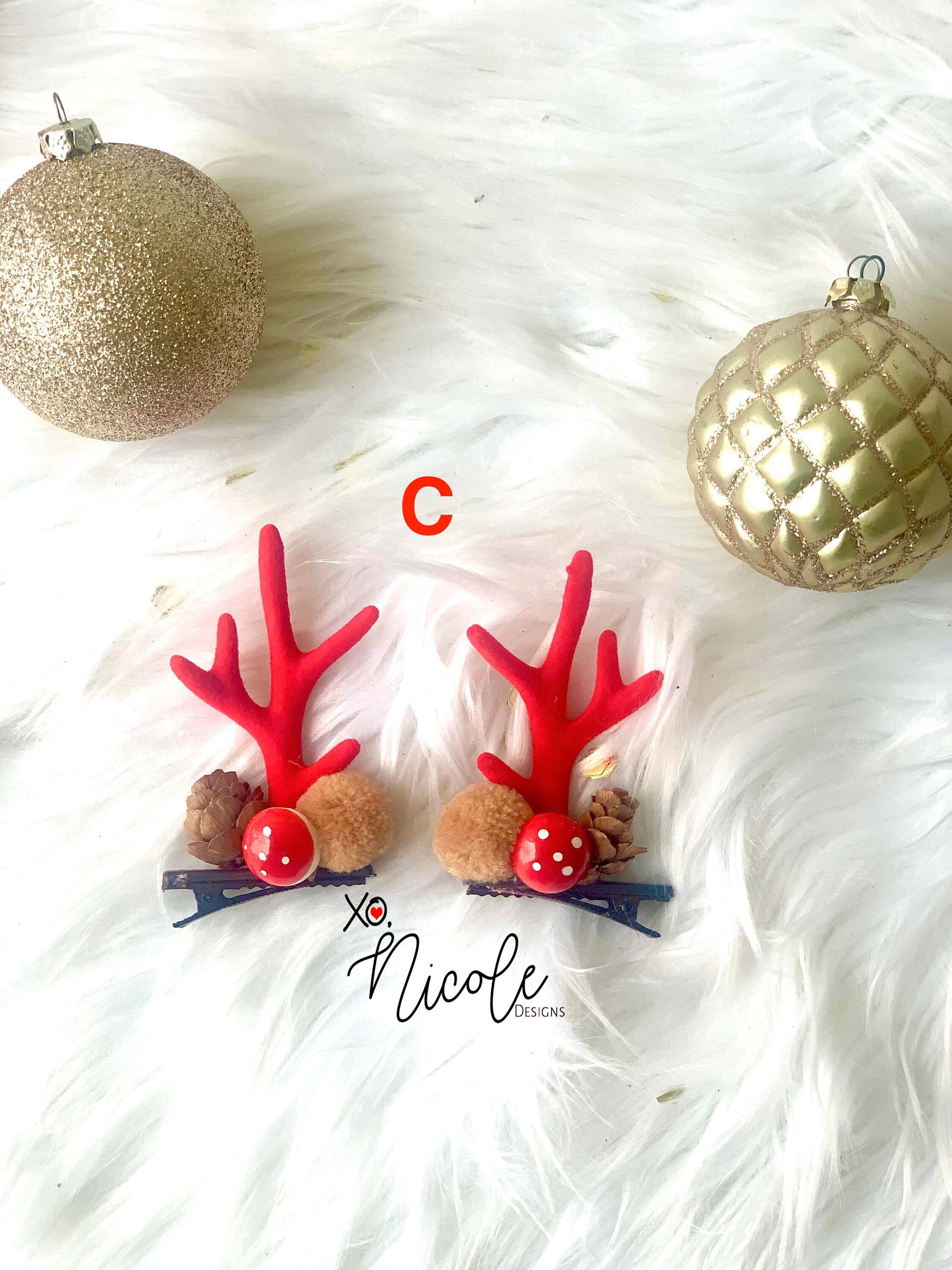 2 Fermagli Per Capelli Natalizi A Forma Di Corna Di Renna Con Pompon - Accessori Per Donne, Ragazze E Bambine