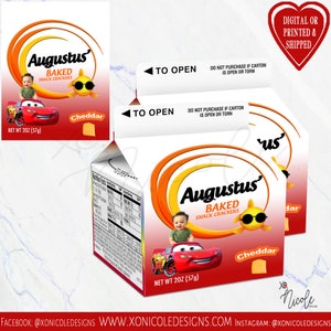 Auto's goudvis kartonnen etiketten - auto's filmthema - auto's gunsten - auto's film verjaardag - goudvis etiketten - auto's crackers