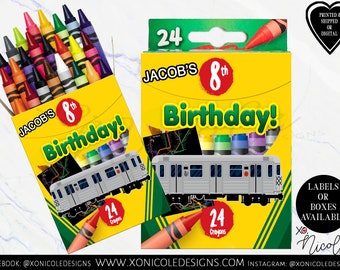 Subway Crayon Labels - NYC Subway Theme Crayons - Crayon Favors - Subway Theme Birthday - Train Theme Party - Train Crayon Boxes - Labels