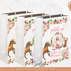 Watercolor Cowgirl Favor Bags - Candy Bags - Cowgirl Favors - Western Birthday - Gift Bags - Pastel Rodeo Birthday - Favors - Pink Cowgirl