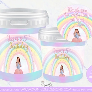 Pastel Rainbow Cotton Candy Labels - Cotton Candy Tub Labels - Pastel Rainbow Birthday - Pastel Rainbow Favors - Party Labels - Birthday