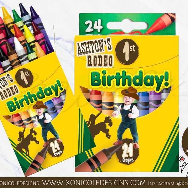 Rodeo Crayon Labels - Cowboy Theme Crayons - Crayon Favors - Rodeo Birthday - Rodeo Party - Rodeo Crayon Boxes - Labels - Western Cowboy